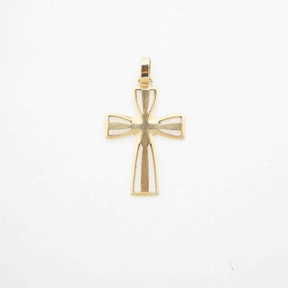 Estate Sale Yellow Gold 14k Men's Cross Pendant Necklace Vintage Fine Jewelry - Picture 1 of 6